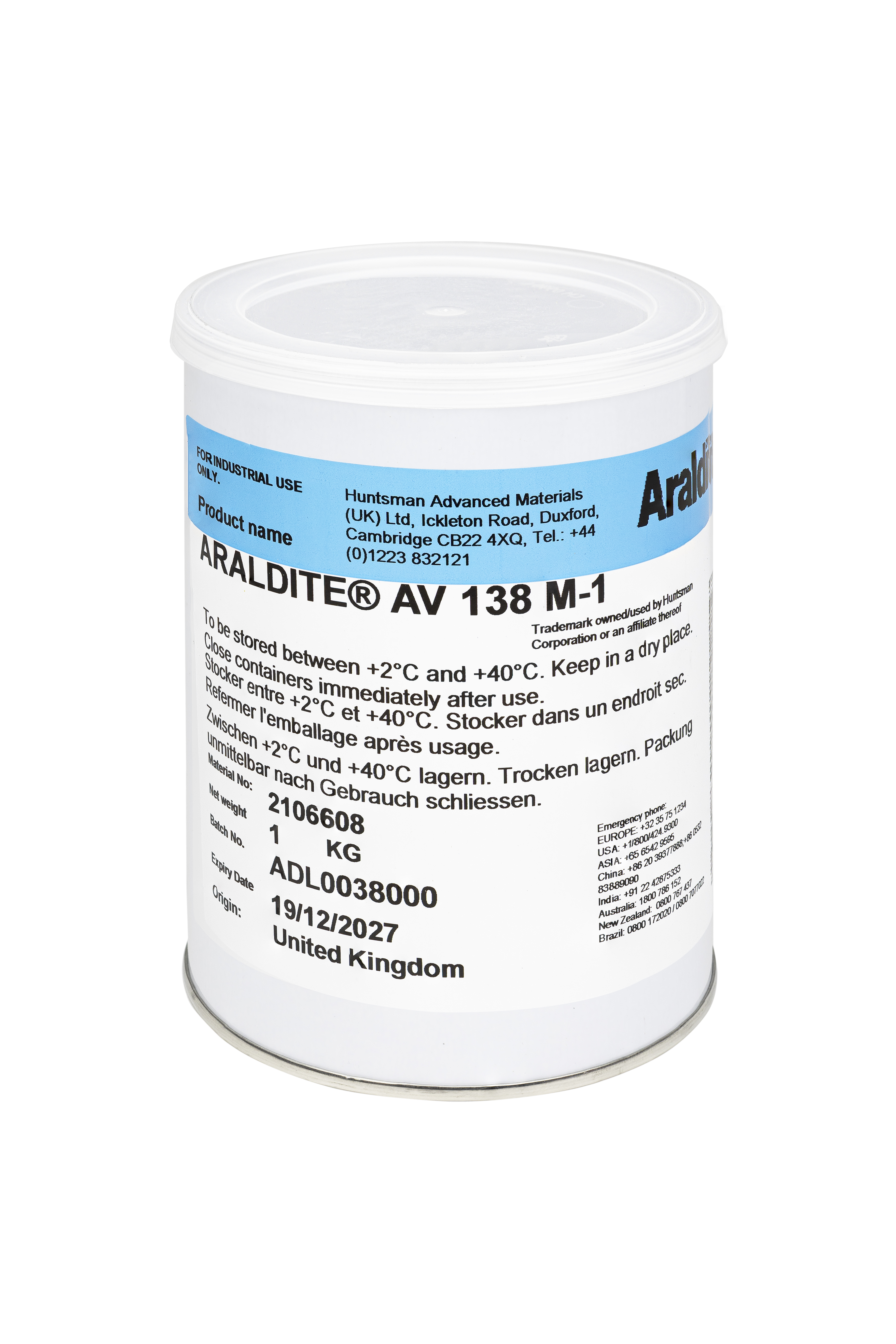 21381000 ARALDITE AV 138M-1 1 KG EPOXYLIJM